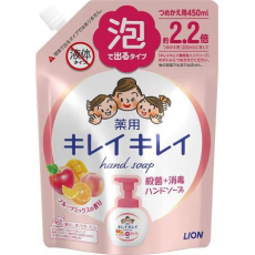  LION KireiKirei Fruit Mix Мыло-пенка для рук с ароматом фруктового микса, мягкая упаковка с крышкой, 450мл., фото 4 