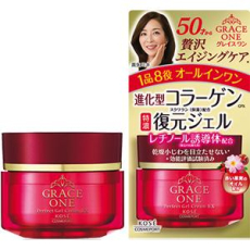  Крем для ухода за зрелой кожей лица Grace One Perfect Gel Cream EX, многофункциональный гелевый, увлажняющий и повышающий упругость кожи, KOSE, 100г, фото 2 