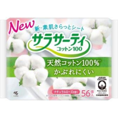  Kobayashi Sarasaty Cotton 100% Ежедневные гигиенические прокладки 100% хлопок, с ароматом розы, 56шт, фото 1 