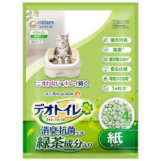  Unicharm Наполнитель бумажный для системных туалетов Deo-Toilet Nyantomo зеленый чай крупные гранулы 4 л, фото 2 