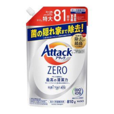  KAO Attack Zero One Hand Type Жидкое средство для стирки суперконцентрированное, антибактериальное, с ароматом листвы и морского бриза, мягкая упаковка с крышкой 810г., фото 1 