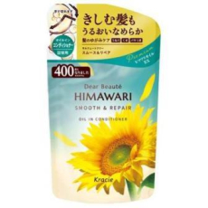  KRACIE Dear Beaute Himawari Smooth & Repair Кондиционер с растительным комплексом для восстановления и гладкости волос, с цветочным ароматом и нотками цитрусов, личи и черной смородины, сменная упаковка 400г., фото 1 