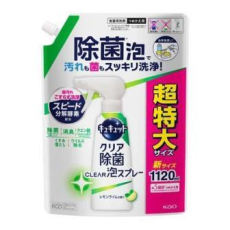  KAO Средство для мытья посуды "CuCute Clear" с лимонной кислотой и ароматом лимона и лайма / пена-спрей для мытья без губки 1120 мл, сменная упаковка с крышкой, фото 1 