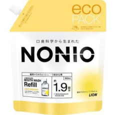  LION Ежедневный зубной ополаскиватель "Nonio" с длительной защитой от неприятного запаха (без спирта, лёгкий аромат трав и мяты) 950 мл, сменная упаковка с крышкой, фото 1 
