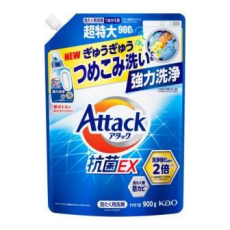  KAO Жидкое средство для стирки "Attack EX" (концентрат тройного действия) 900 г, мягкая упаковка с крышкой, фото 1 