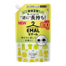  KAO Emal Refresh Green Средство для стирки шерсти, шелка и деликатных тканей, с ароматом свежей зелени, мягкая упаковка с крышкой 810мл., фото 1 