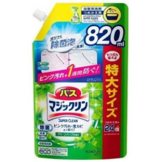  KAO Спрей-пенка Magiclean Super Clean для ванной комнаты от розовой и чёрной плесени, с антибактериальным эффектом, аромат зелёных трав, 820 мл, фото 1 