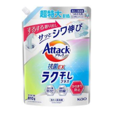  KAO Attack Antibacterial EX Easy Drying Plus Жидкое средство для стирки против складок на одежде, с антибактериальным эффектом и цветочным ароматом, мягкая упаковка с крышкой 810г., фото 1 