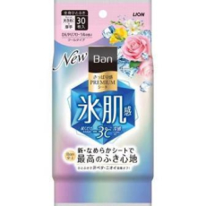  LION Дезодорант для всего тела в форме салфеток "Ban Premium Refresh Shower Sheets" (с пудрой и охлаждающим эффектом / аромат «Искрящийся цветочный») 30 шт., фото 1 