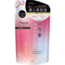  KRACIE Ichikami The Premium Silky Smooth Treatment Восстанавливающий бальзам-ополаскиватель для гладких, шелковистых волос, с глубоким ароматом цветущей вишни, сменная упаковка 340г., фото 1 
