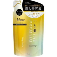  KRACIE Ichikami The Premium Shiny Moist Treatment Восстанавливающий и увлажняющий бальзам-ополаскиватель для волос, с глубоким ароматом цветущей вишни, сменная упаковка 340г., фото 1 