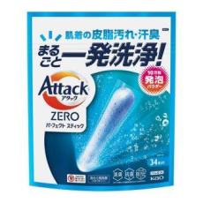  KAO Attack Zero Perfect Stick Стиральный порошок в стиках, с антибактериальным эффектом и ароматом свежей зелени, 34 стика, фото 1 