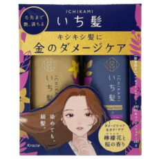  KRACIE Набор шампуня и кондиционера Ichikami для восстановления поврежденных волос и ухода за цветом шампунь 480мл.+ кондиционер 480г., фото 1 