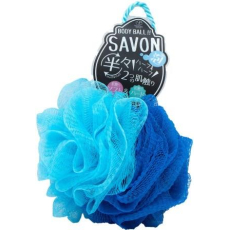  Мочалка для тела в форме шара 2-х сторонняя: мягкая/жесткая синяя Yokozuna 11см, фото 1 