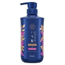  KRACIE Ichikami Damage Repair & Color Care Кондиционер для восстановления повреждений и ухода за цветом волос, с ароматом цветков лимона и цветущей вишни, помпа 480мл., фото 1 