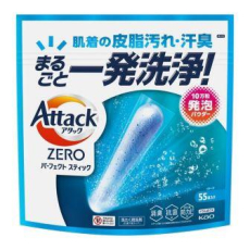  KAO Стиральный порошок Attack Zero Perfect Stick в стиках с антибактериальным эффектом и ароматом свежей зелени 55 стика, фото 1 
