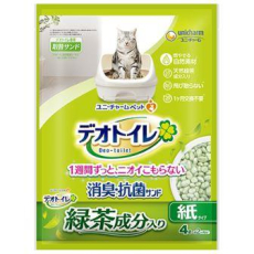  Unicharm Наполнитель бумажный для системных туалетов Deo-Toilet Nyantomo зеленый чай крупные гранулы 4 л, фото 1 