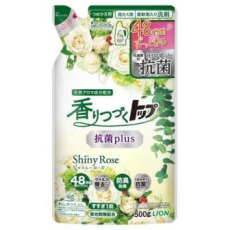  LION Top Antibacterial Plus Shiny Rose Жидкое средство для стирки белья, с антибактериальным эффектом и маслом чайного дерева, перечной мяты и герани, с ароматом розы и цветов, мягкая упаковка 500г., фото 1 