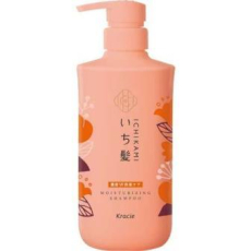  KRACIE Шампунь для интенсивного увлажнения поврежденных волос Ichikami Double Moisturizing Care Shampoo с ароматом абрикоса и цветущей горной вишни, помпа 480мл., фото 1 