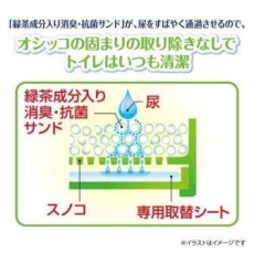  Unicharm Наполнитель бумажный для системных туалетов Deo-Toilet Nyantomo зеленый чай крупные гранулы 4 л, фото 5 