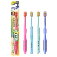  EBISU Зубная щётка с компактной головкой ОВАЛЬНОЙ формы ШИРОКАЯ 5-рядная зубная двухуровневой комбинированной щетиной и сверхтонкими кончиками щетинок средняя жёсткость, фото 2 