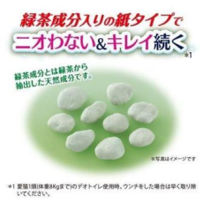  Unicharm Наполнитель бумажный для системных туалетов Deo-Toilet Nyantomo зеленый чай крупные гранулы 4 л, фото 4 