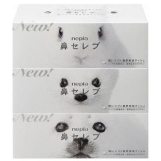  NEPIA Салфетки бумажные двухслойные Japan Premium Веселые носики блок 3x200шт, фото 1 