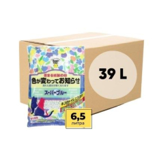  Super Cat Наполнитель для кошачьего туалета бумажный комкующийся с голубым индикатором для 2-х и более кошек 6,5л х 6уп, фото 1 