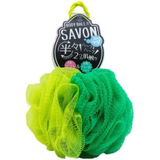  Мочалка для тела в форме шара 2-х сторонняя: мягкая/жесткая зеленая Yokozuna 11см, фото 1 
