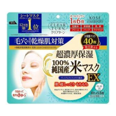  KOSE Тканевая маска для лица, против сухости кожи, с экстрактом японского риса, 40шт., фото 1 