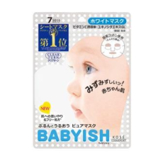  KOSE Clear Turn Babyish White Mask Маска отбеливающая для лица с экстрактом ромашки и витамином С, 7шт., фото 1 