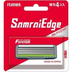  Feather Запасные кассеты с тройным лезвием для станков Feather «Samrai Edge» 4 шт, фото 1 