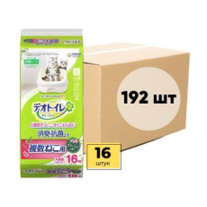  UNICHARM Пеленки для системного туалета Deo-Toilet для 2-ух и более кошек с растительным ароматом кор 12уп*16шт, фото 1 