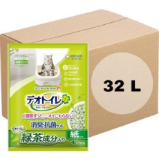  Unicharm Наполнитель бумажный для системных туалетов Deo-Toilet Nyantomo зеленый чай крупные гранулы коробка 4л х 8уп, фото 1 