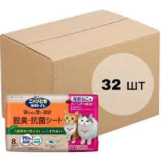  ST Пеленки для системного туалета Nyantomo антибактериальные для 2-ух и более кошек 8шт х 4уп, фото 1 