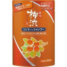  KUMANO YUSHI Kakishibu Rinse in Shampoo Шампунь-кондиционер для волос против перхоти и неприятного запаха, с экстрактом хурмы, сменная упаковка 350мл., фото 1 