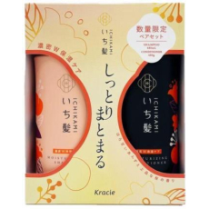  KRACIE Набор шампуня и кондиционера Ichikami для восстановления и предотвращения повреждений волос с ароматом абрикоса шампунь 480мл.+ кондиционер 480г., фото 1 