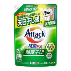  KAO Жидкое средство для стирки Attack Antibacterial EX for Room Drying с максимальным стерилизующим и дезодорирующим эффектом с насыщенным травяным ароматом сменная упаковка 850г., фото 1 