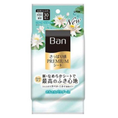  LION Салфетки дезодорант Ban Premium Япония влажные от пота и запаха с пудрой цветущий лотос 30 шт, фото 1 
