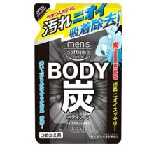  KOSE Mens Softymo Body Soap Charcoal Мужское жидкое мыло для тела, c древесным углем, для глубокого очищения и ухода, с цитрусовым ароматом, мягкая упаковка, 400мл., фото 1 