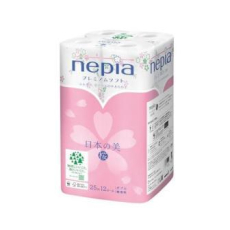  NEPIA Туалетная бумага двухслойная Premium Soft аромат сакуры с рисунком 25м 12 рулонов, фото 1 