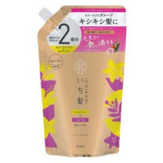  KRACIE Ichikami Damage Repair & Color Care Шампунь для восстановления повреждений и ухода за цветом волос, с ароматом цветков лимона и цветущей вишни, сменная упаковка с крышкой 660мл., фото 1 