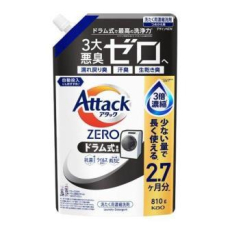  KAO Жидкое средство для стирки "Attack ZERO" суперконцентрат, с защитой от повторного оседания грязи при стирке запаска 810 г., фото 1 
