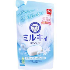  COW Жидкое молочное мыло для тела c маслом ши и скваланом Milky с ароматом цветочного мыла и пудровыми нотками, сменная упаковка, 360мл., фото 1 