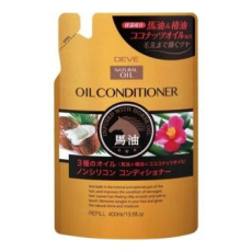  KUMANO YUSHI Deve 3 Natural Oils Кондиционер для сухих и поврежденных волос с тремя видами масел (лошадиное, кокосовое и масло камелии), сменная упаковка 400мл., фото 1 