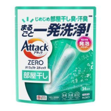  KAO Стиральный порошок Attack Zero Perfect Stick в стиках для сушки белья в помещении, с освежающим морским ароматом, 34 стика, фото 1 