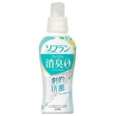  LION Кондиционер для белья Soflan Premium Fresh Green Aroma  с антибактериальным и дезодорирующим эффектом, с ароматом свежей зелени и фруктов, 510мл. 1/16, фото 1 