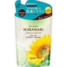  KRACIE Dear Beaute Himawari Smooth & Repair Кондиционер с растительным комплексом для восстановления и гладкости волос, с цветочным ароматом и нотками цитрусов, личи и черной смородины, сменная упаковка 360г., фото 1 