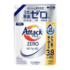  KAO Жидкое средство для стирки "Attack ZERO" (суперконцентрат, для любых типов стиральных машин) 1140 г, сменная упаковка с крышкой, фото 1 