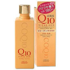  KOSE Vital Age Q10 Milky Lotion Увлажняющее молочко для лица, с коэнзимом Q10 и морским коллагеном, 180мл., фото 1 
